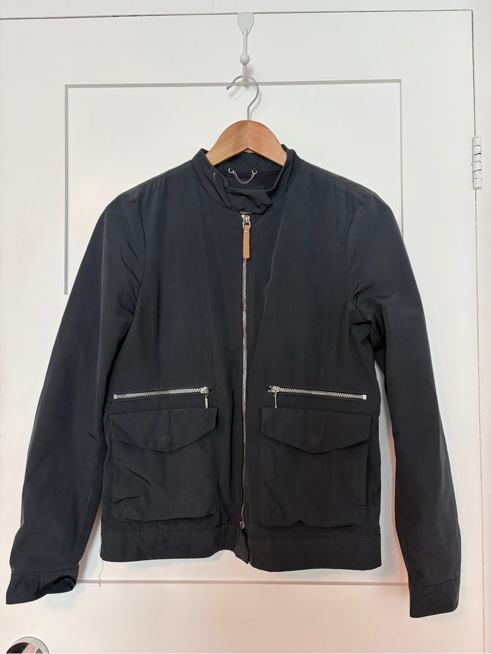 Women’s Navy Zip-Front Jacket with Patch Pockets